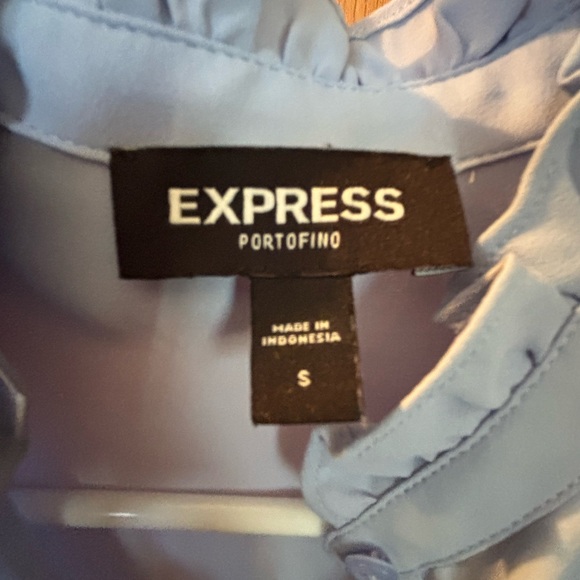 Express Sky Blue Ruffled Blouse - Picture 3 of 5